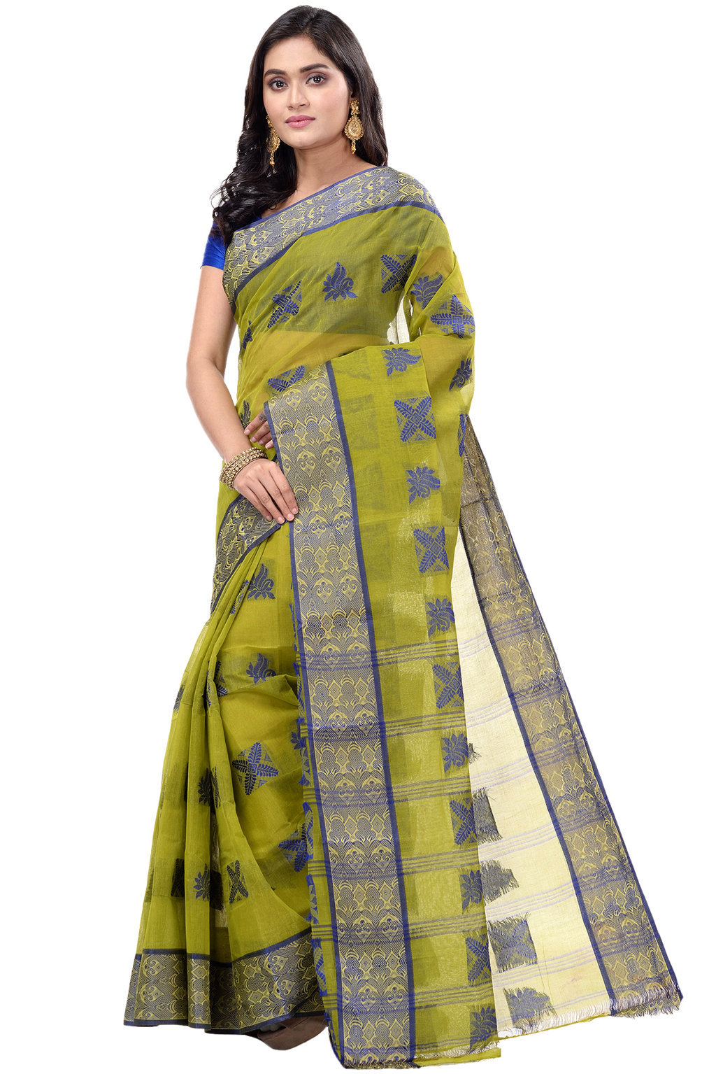 Green Pure Cotton Suparna Buti Tant Saree (756)